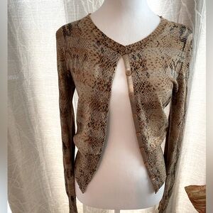 Fun cream/ brown/gold  animal print cardigan from Express studio. Size S